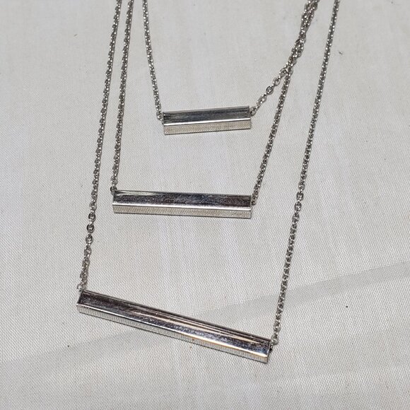 Macy’s 3-Row Silver Chain Necklace - Picture 4 of 6